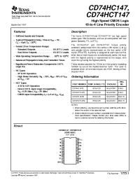 Datasheet CD74HCT147E производства TI